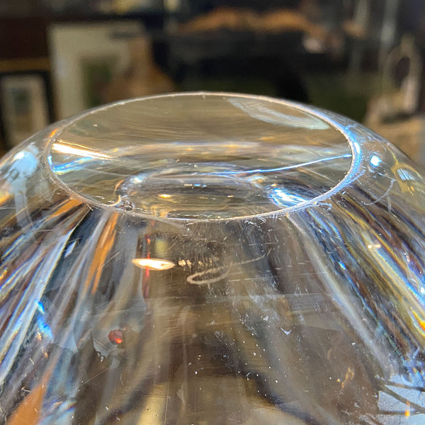 Vintage Swedish Kosta Boda Clear Glass Cameo Cut Angel Fish Vase