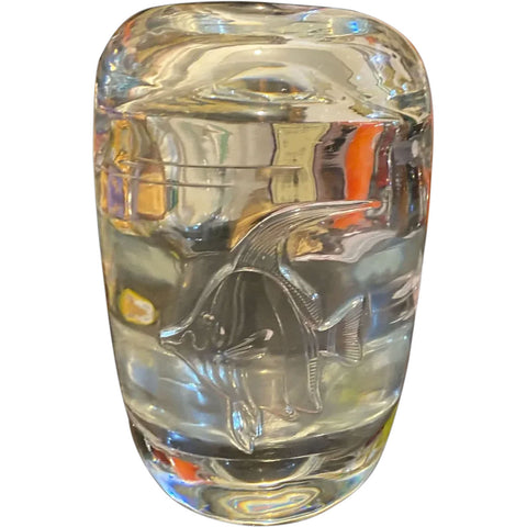 Vintage Swedish Kosta Boda Clear Glass Angel Fish Vase