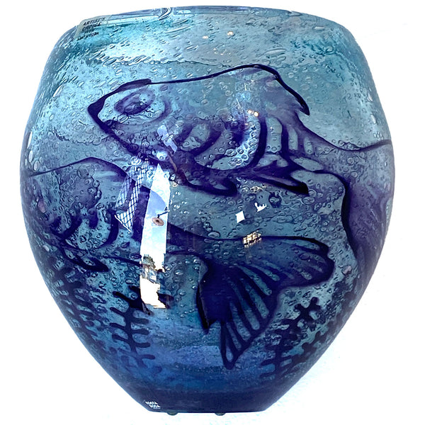 Vintage Swedish OLLE BROZEN for Kosta Boda Glass Underworld Fish Vase