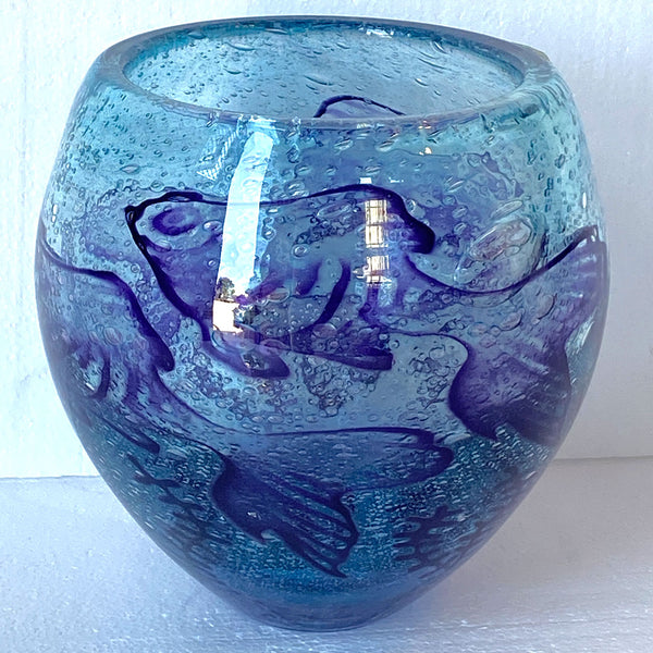 Vintage Swedish OLLE BROZEN for Kosta Boda Glass Underworld Fish Vase