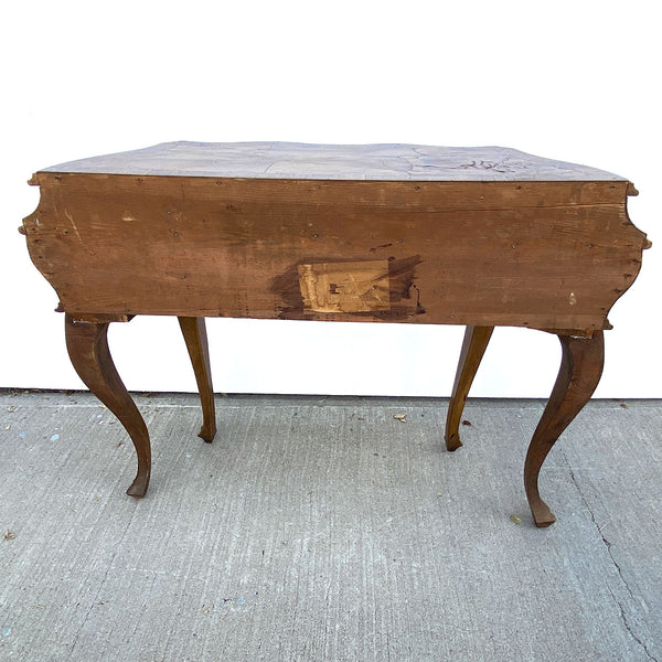 Pair Italian Baroque Style Circassian Walnut Veneer Bombe Side Tables