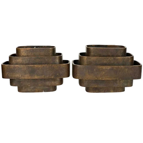 Pair of Vintage JULES WABBES Patinated Bronze Two-Light Wall Sconces