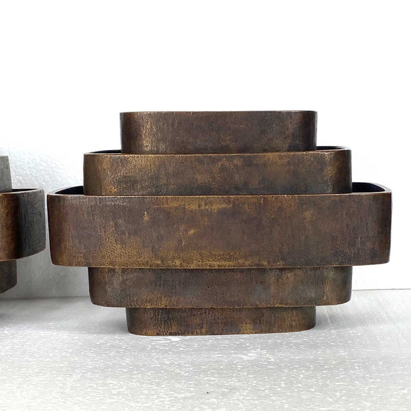 Pair of Vintage JULES WABBES Patinated Bronze Two-Light Wall Sconces