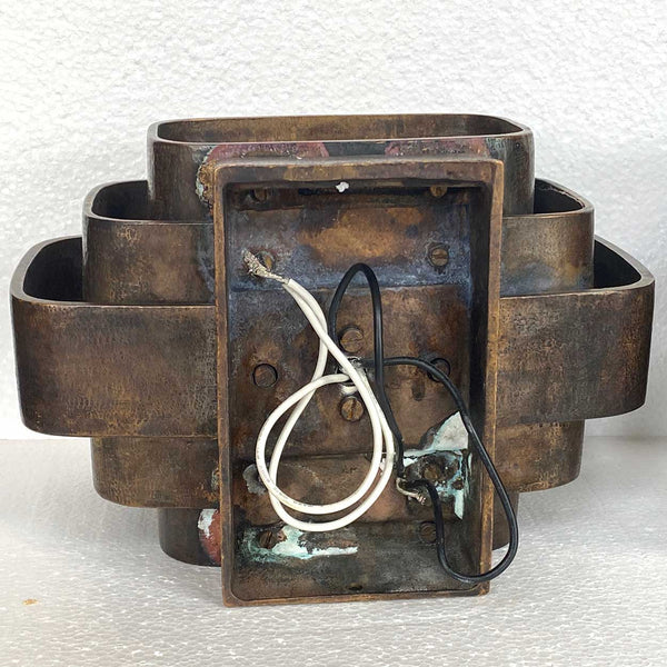 Pair of Vintage JULES WABBES Patinated Bronze Two-Light Wall Sconces