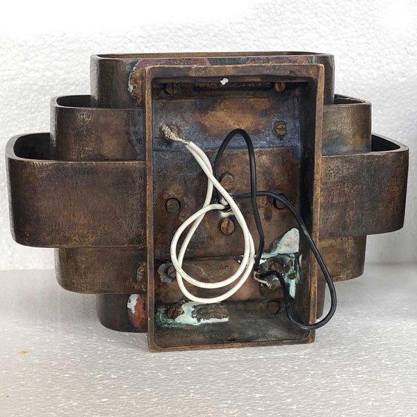 Pair of Vintage JULES WABBES Patinated Bronze Two-Light Wall Sconces