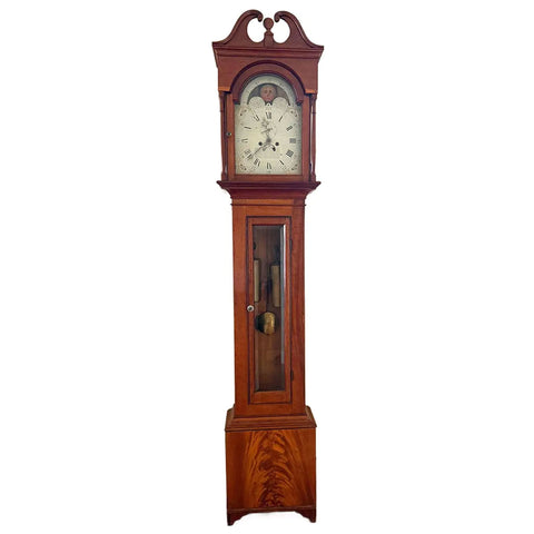 Large American New England Chippendale Cherrywood Tall Case Clock