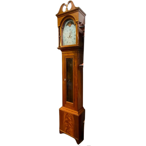 Large American New England Chippendale Cherrywood Tall Case Clock