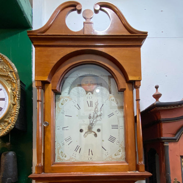 Large American New England Chippendale Cherrywood Tall Case Clock