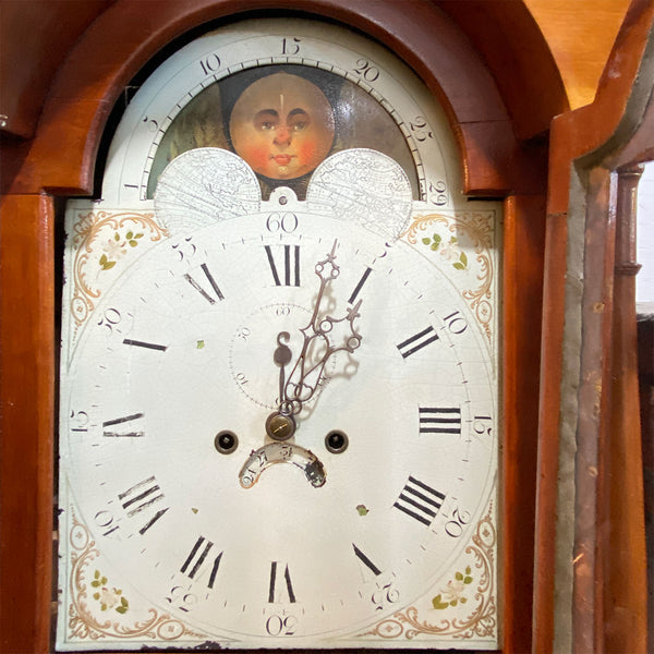 Large American New England Chippendale Cherrywood Tall Case Clock