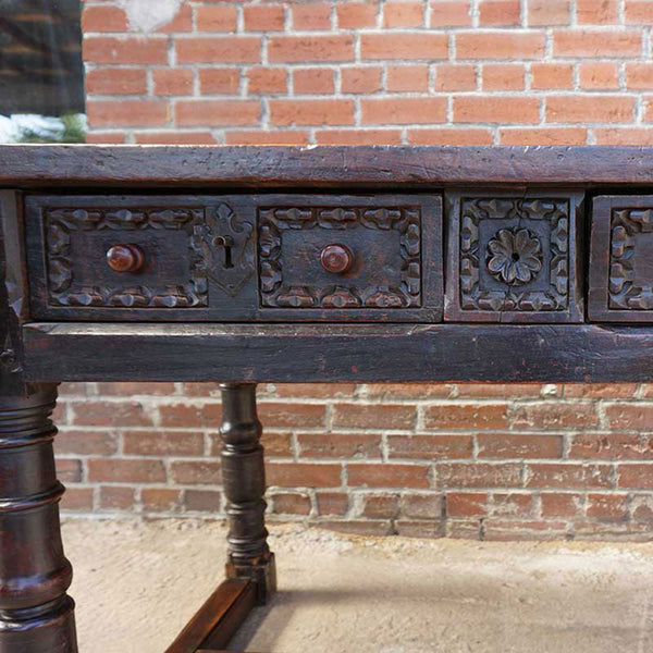 Early Spanish Baroque Chestnut Work Table