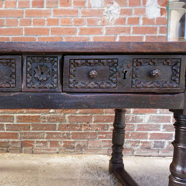Early Spanish Baroque Chestnut Work Table