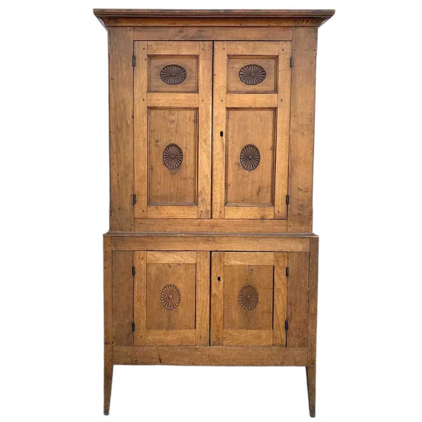 American Southern Butternut Two-Part Stepback Cabinet