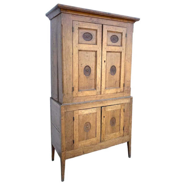 American Southern Butternut Two-Part Stepback Cabinet