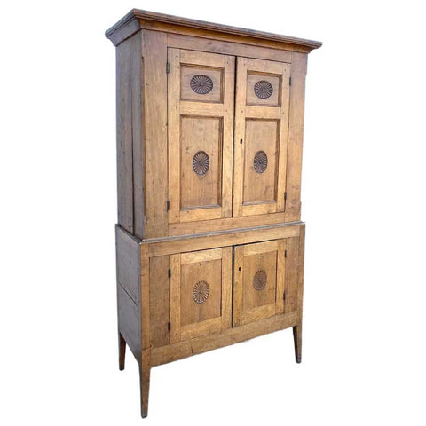 American Southern Butternut Two-Part Stepback Cabinet