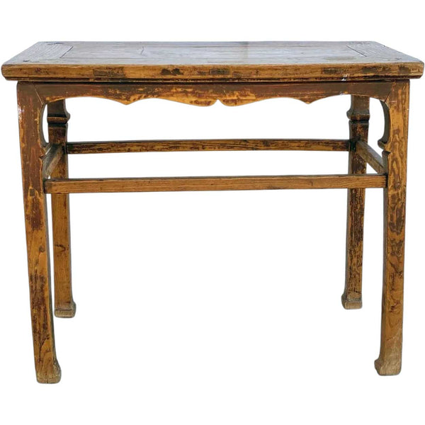 Chinese Qing Lacquered Elm Console Wine or Painting Table