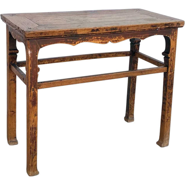 Chinese Qing Lacquered Elm Console Wine or Painting Table