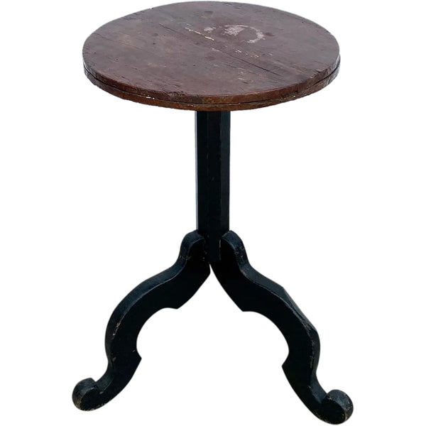 Spanish Provincial Painted Pine Round Pedestal Side Table / Candlestand