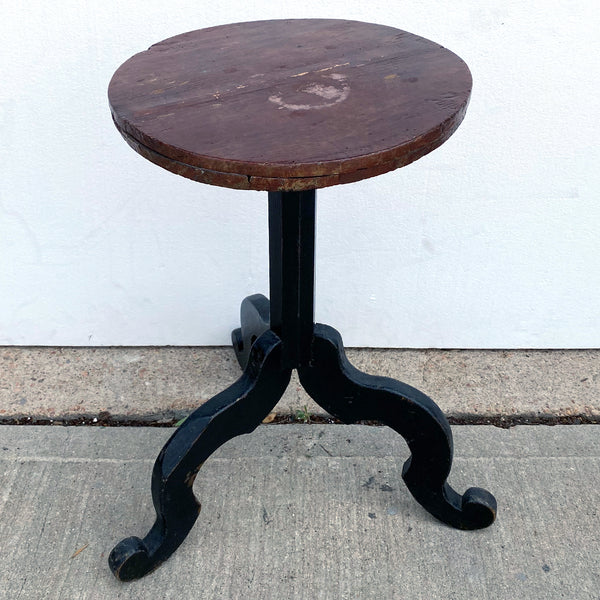 Spanish Provincial Painted Pine Round Pedestal Side Table / Candlestand