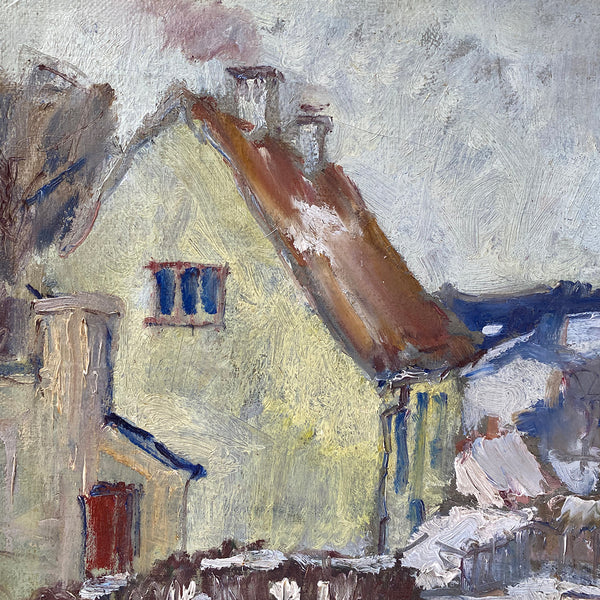 Danish School Signed Oil on Canvas Painting, Winter Landscape