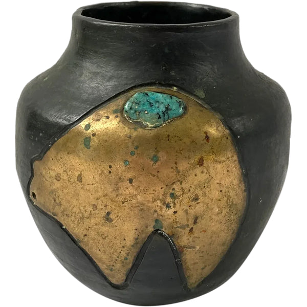 FELICIA NAWA Bronze and Turquoise Fetish Bear Pot, 7/18