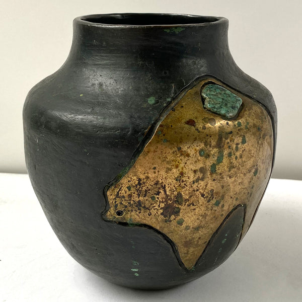 FELICIA NAWA Bronze and Turquoise Fetish Bear Pot, 7/18