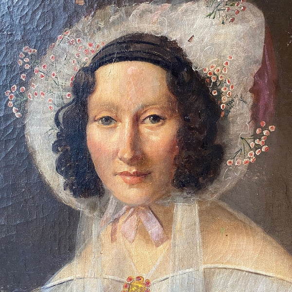 European Oil on Canvas Painting, Portrait of a Lady
