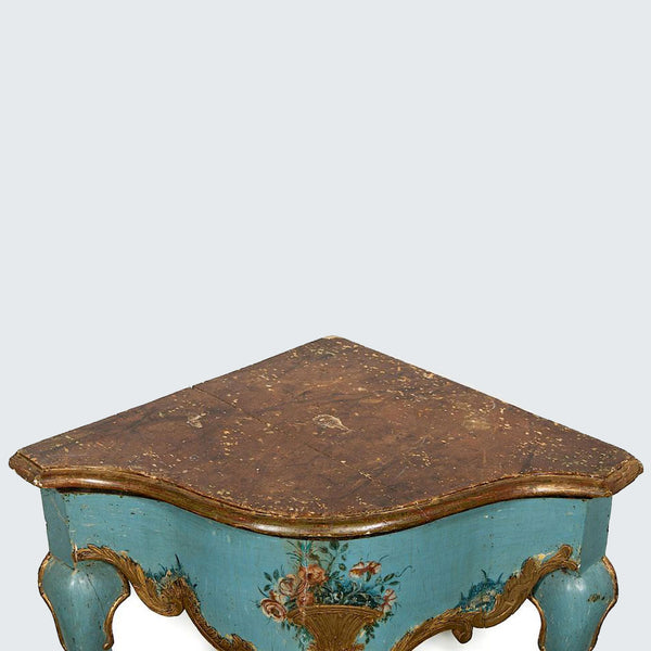 Italian Venetian Rococo Revival Painted Pine Corner Bracket Side Table