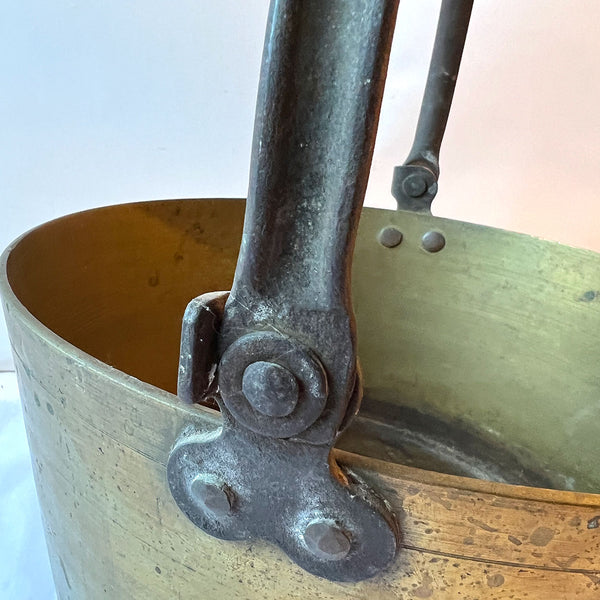 English Brass and Iron Handle Kitchen Preserving Pan / Hearth Kettle