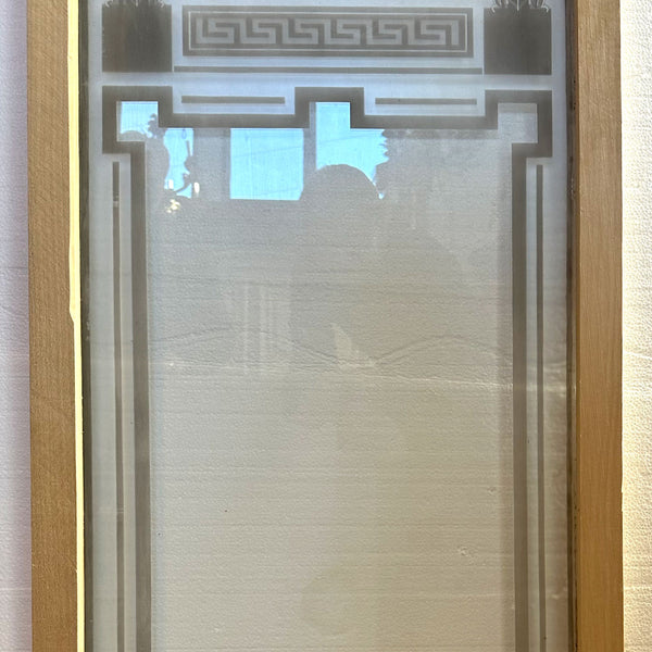 English Neoclassical Etched Glass Wood Frame Window