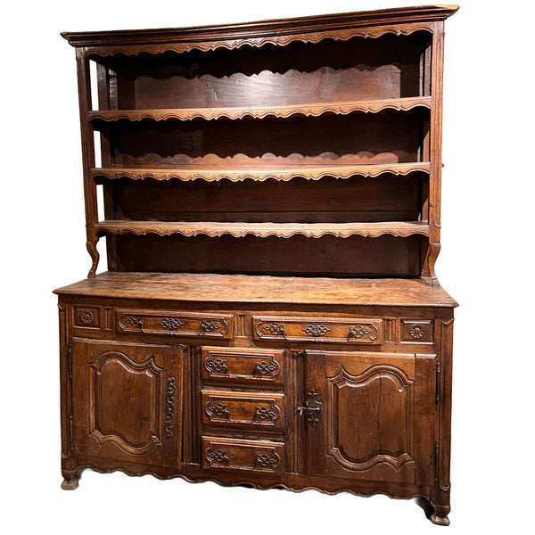Lot 0136 | French Provincial Louis XV Oak Two-Part Dresser/Buffet (Vaisselier)
