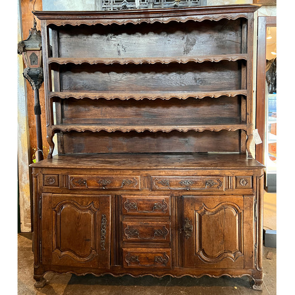 Lot 0136 | French Provincial Louis XV Oak Two-Part Dresser/Buffet (Vaisselier)