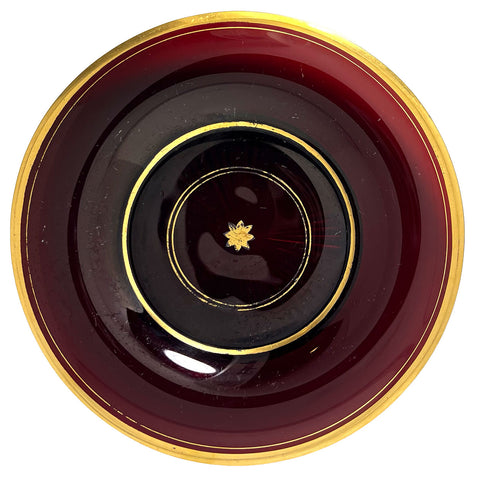 Continental Parcel Gilt Pigeon Blood Glass Plate