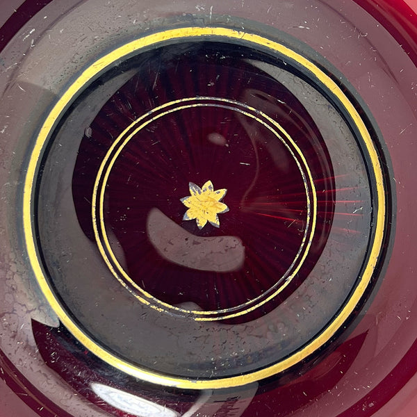 Continental Parcel Gilt Pigeon Blood Glass Plate