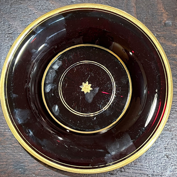 Continental Parcel Gilt Pigeon Blood Glass Plate