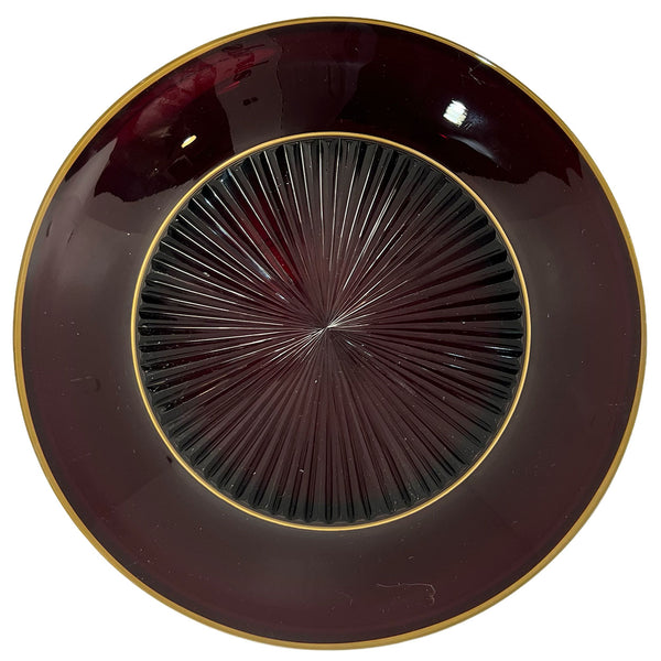 Continental Parcel Gilt Pigeon Blood Glass Plate