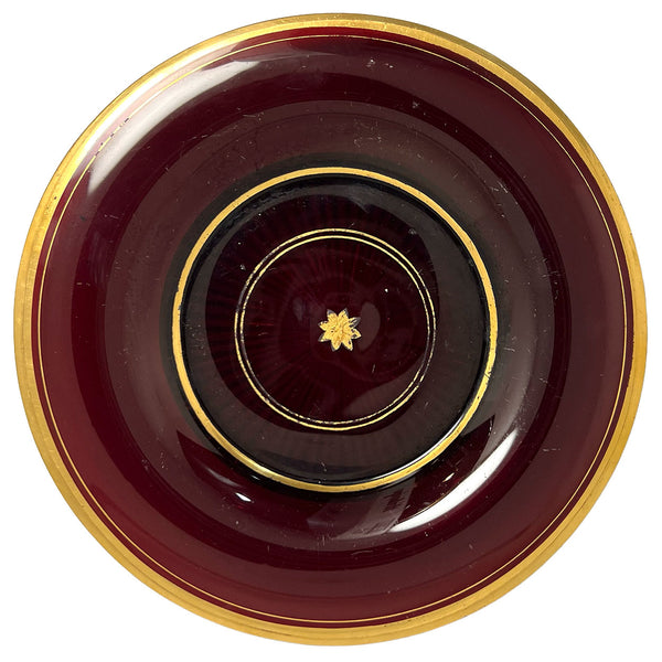 Continental Parcel Gilt Pigeon Blood Glass Plate