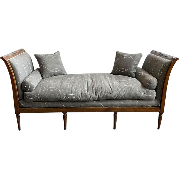 Italian Neoclassical Cherrywood Linen Upholstered Daybed