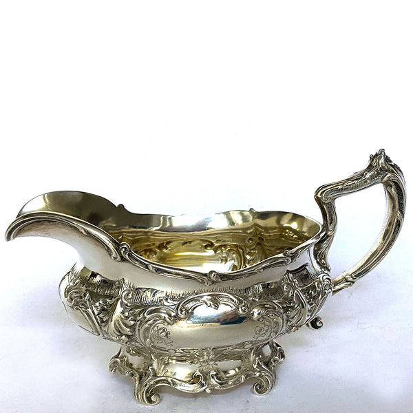 American Gorham for J. E. Caldwell Sterling Silver Chantilly Grand Sauce Boat and Tray