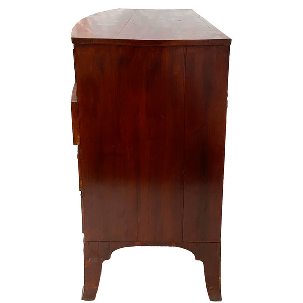 American New Hampshire Birch and Mahogany Bowfront 16-Panel Chest of Drawers