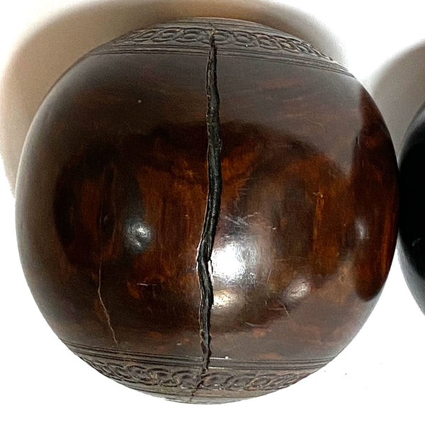 Collection of Four Scottish and English Lignum Vitae Lawn Bowls