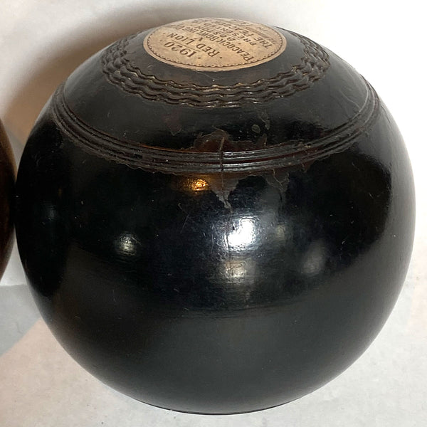 Collection of Four Scottish and English Lignum Vitae Lawn Bowls