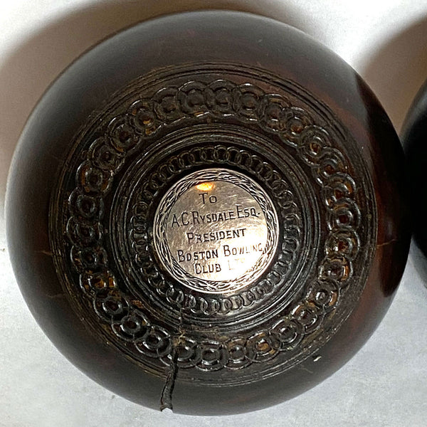 Collection of Four Scottish and English Lignum Vitae Lawn Bowls