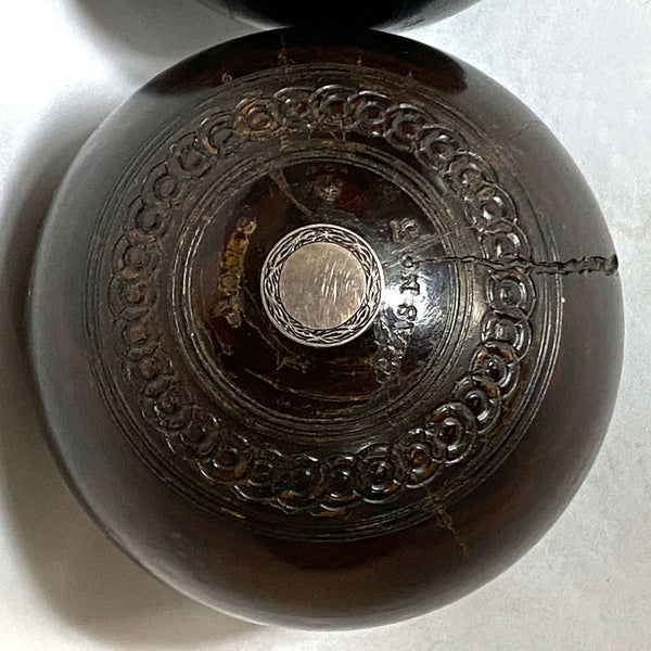Collection of Four Scottish and English Lignum Vitae Lawn Bowls