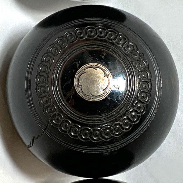 Collection of Four Scottish and English Lignum Vitae Lawn Bowls