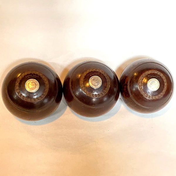Set Three Vintage Scottish Thomas Taylor Lignum Vitae Sporting Trophy Lawn Bowls