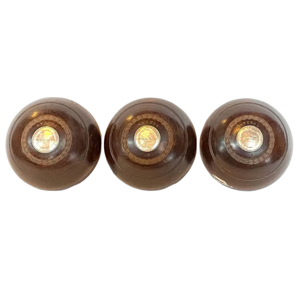 Set Three Vintage Scottish Thomas Taylor Lignum Vitae Sporting Trophy Lawn Bowls