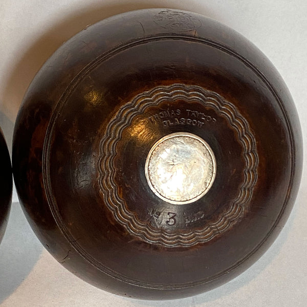 Set Three Vintage Scottish Thomas Taylor Lignum Vitae Sporting Trophy Lawn Bowls