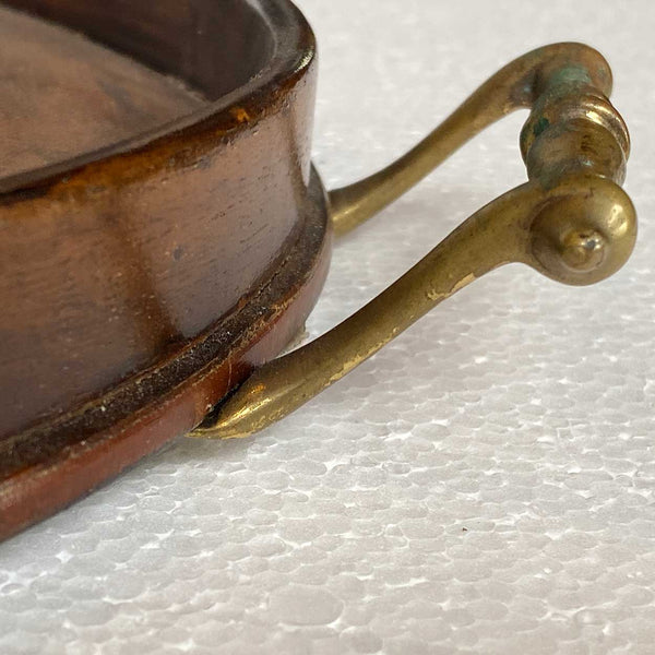 Large English Georgian Style Burled Walnut and Brass Oval Gallery Serving Tray
