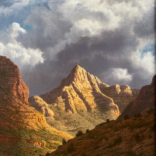 JAMES A. FETHEROLF Oil on Canvas Painting, Sedona's Matterhorn