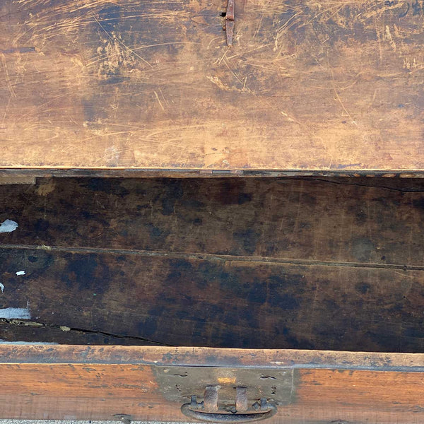 Korean Joseon Dynasty Wrought Iron Mounted Wood Coin Chest (Ton-Kwe)